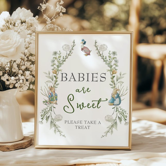 Greenery Peter Rabbit Wildflower Babies are Sweet  Poster (Creator Uploaded)