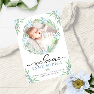 Greenery Photo Birth Announcement & Thank You Card