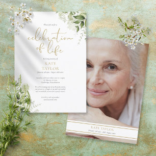 Greenery Photo Funeral Celebration of Life Invitation