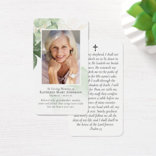 Greenery Photo Memorial Prayer Card