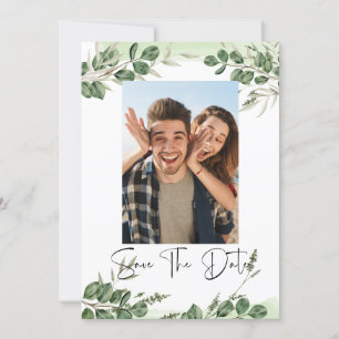 Greenery Photo Save The Date Invitation