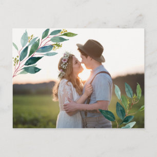Greenery Photo Wedding Thank You Postcard