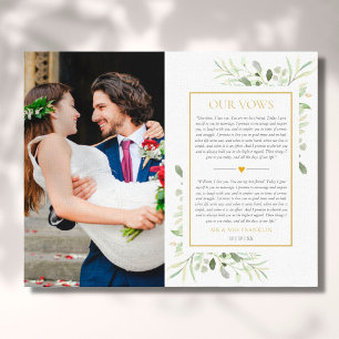 Greenery Photo Wedding Vows Anniversary Canvas Print