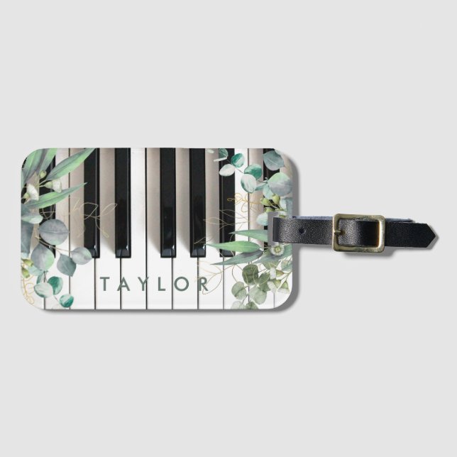 greenery piano design luggage tag (Front Horizontal)