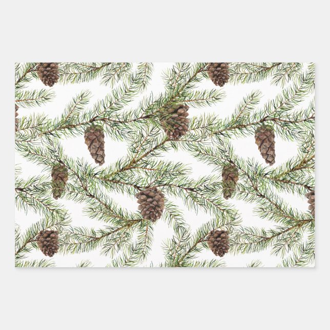Greenery. pine, cone, fir wrapping paper sheet (Front)