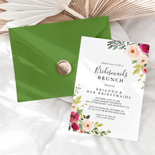 Greenery Pink Blush Bridesmaids Brunch Shower Invitation (Creator Uploaded)