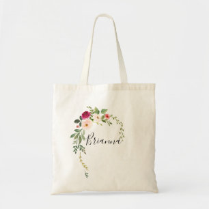 Greenery Pink Blush Floral Bridesmaid Tote Bag
