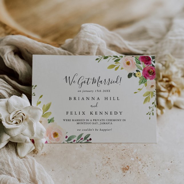 Greenery Pink Blush Floral Elopement Announcement (Creator Uploaded)