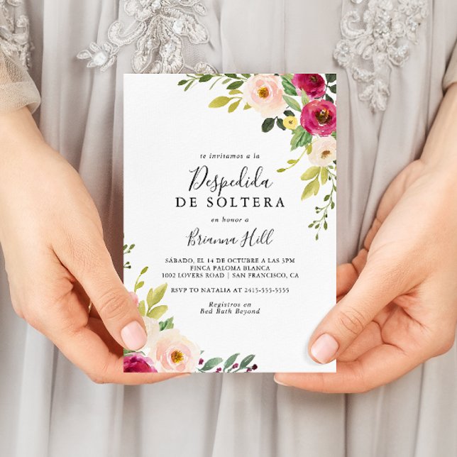 Greenery Pink Blush Floral Spanish Bridal Shower Invitation (Creator Uploaded)