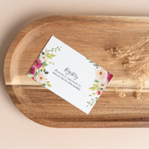 Greenery Pink Blush Floral Wedding Gift Registry Enclosure Card
