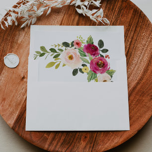 Greenery Pink Blush Floral Wedding Invitation Envelope