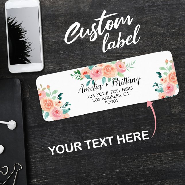 Greenery Pink Floral Christmas Return Address Label (Christmas Return Address Labels Custom)