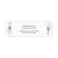 Greenery Pink Floral Gold Wedding Return Addresss