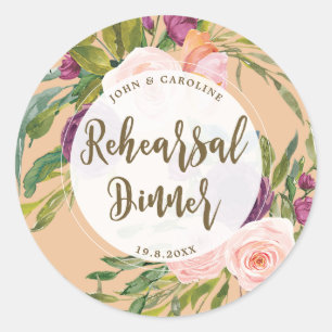 greenery pink floral rehearsal dinner sticker