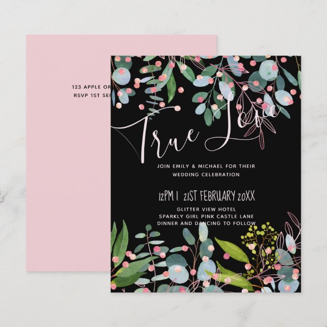 Greenery Pink Modern Wedding (Front/Back)
