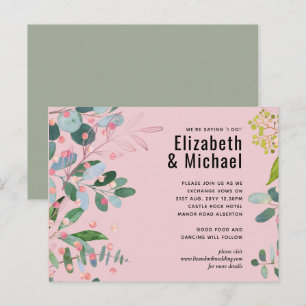 Greenery Pink Modern Wedding Invitation Postcard