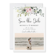 Greenery Pink Rose Save The Date Cards