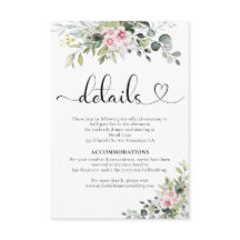 Greenery  Pink Rose Wedding Enclosure Card