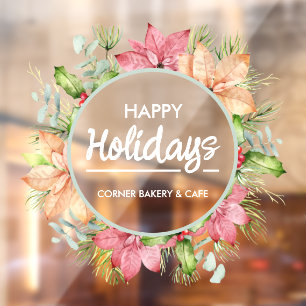 Greenery Poinsettia Wreath Happy Holidays