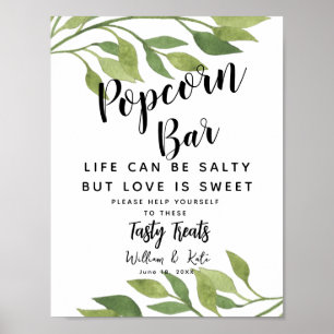 greenery Popcorn Bar wedding sign