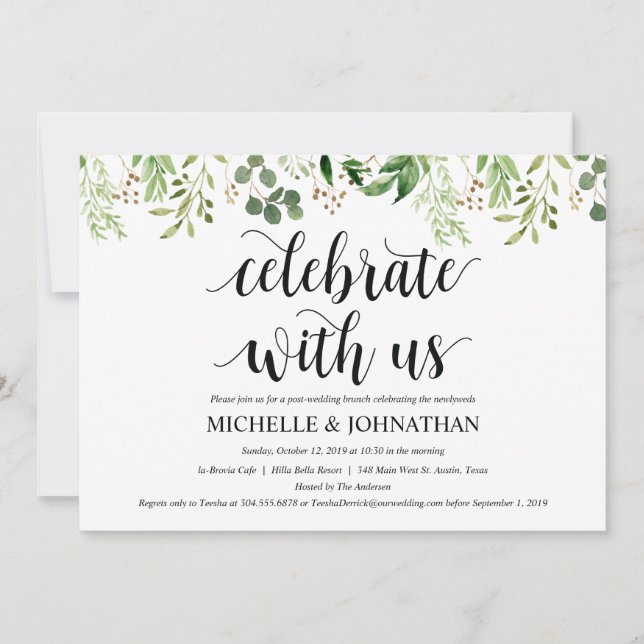 Greenery Post Wedding Brunch Invitation Card (Front)