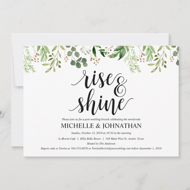Greenery Post Wedding Brunch Invitation Card (Front)