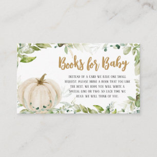 Greenery Pumpkin Baby Shower Books for Baby Enclosure Card