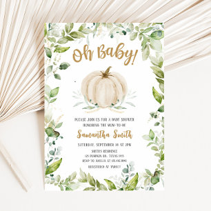 Greenery Pumpkin Baby Shower Invitation