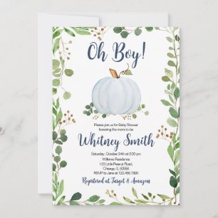 Greenery Pumpkin Baby Shower Invitation