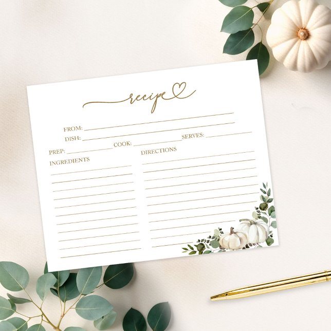 Greenery Pumpkin Bridal Shower Recipe Cards (Creator Uploaded)