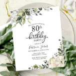 Greenery Pumpkin Budget 80th Birthday Invitation<br><div class="desc">Greenery eucalyptus watercolor,  pumpkin fall-themed birthday party invitation. Easy to personalise with your details. Please get in touch with me via chat if you have questions about the artwork or need customisation. PLEASE NOTE: For assistance on orders,  shipping,  product information,  etc.,  contact Zazzle Customer Care directly.</div>