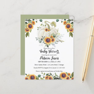 Greenery Pumpkin Budget Baby Shower Invitation