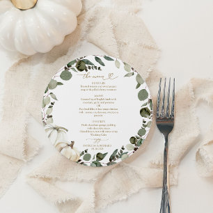 Greenery Pumpkin Circle Wedding Menu Card