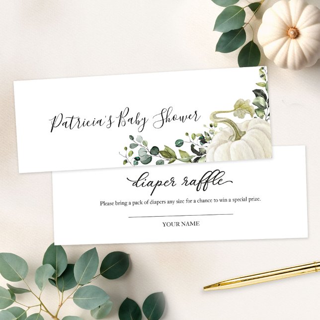 Greenery Pumpkin Fall Baby Shower Diaper Raffle (Creator Uploaded)