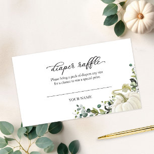 Greenery Pumpkin Fall Baby Shower Diaper Raffle Enclosure Card