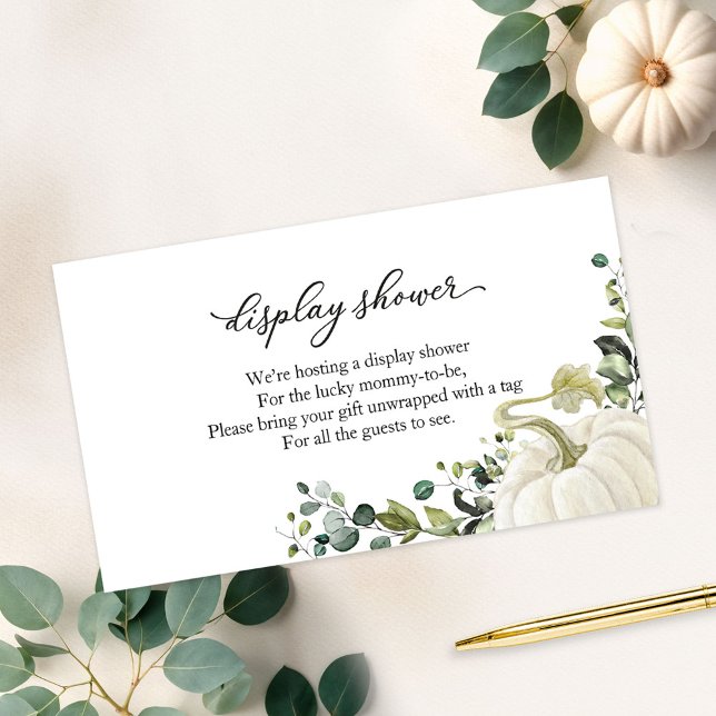 Greenery Pumpkin Fall Baby Shower Display Shower Enclosure Card (Creator Uploaded)