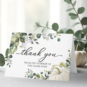 Greenery Pumpkin Fall Baby Shower Thank You Card