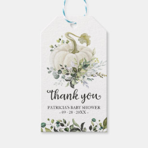 Greenery Pumpkin Fall Baby Shower Thank You Favour Gift Tags