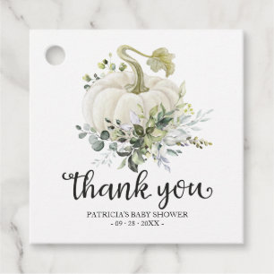 Greenery Pumpkin Fall Baby Shower Thank You Favour Tags
