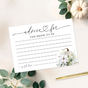 Greenery Pumpkin Fall Bridal Shower Advice Cards