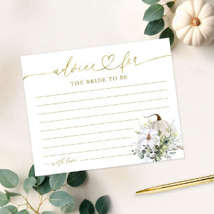 Greenery Pumpkin Fall Bridal Shower Advice Cards