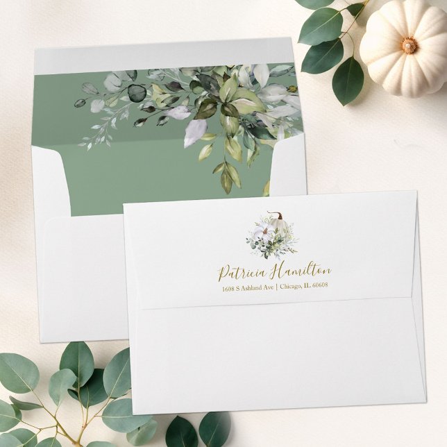 Greenery Pumpkin Fall Bridal Shower Envelope (Creator Uploaded)