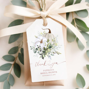 Greenery Pumpkin Fall Bridal Shower Favour Gift Ta Tags
