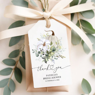 Greenery Pumpkin Fall Bridal Shower Favour Gift Tags