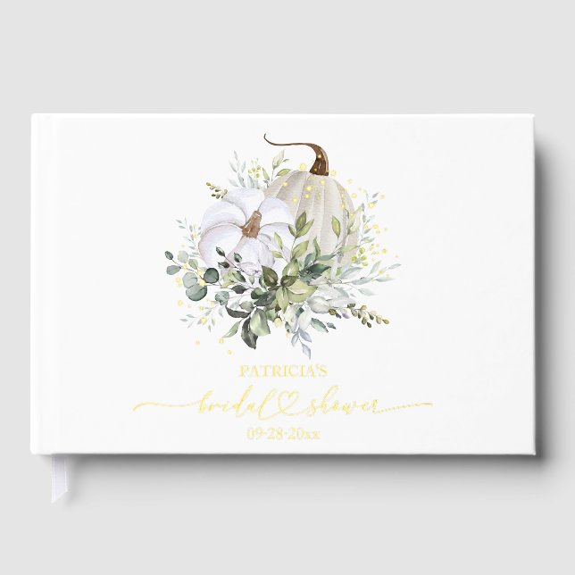 Greenery Pumpkin Fall Bridal Shower Guest Book (Front)