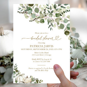 Greenery Pumpkin Fall Bridal Shower Invitation