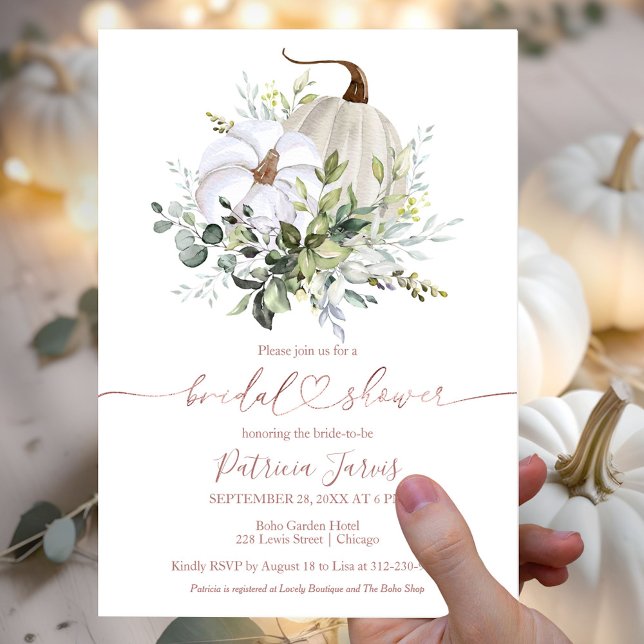 Greenery Pumpkin Fall Bridal Shower Invitation (Creator Uploaded)