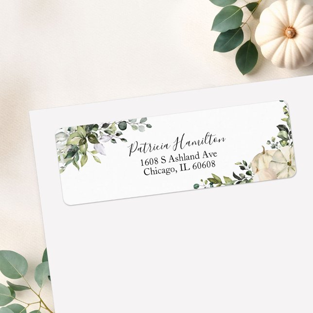 Greenery Pumpkin Fall Bridal Shower Label Return Address Label (Creator Uploaded)