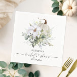 Greenery Pumpkin Fall Bridal Shower Napkin<br><div class="desc">Delicate watercolor greenery fall-themed bridal shower napkins. Easy to personalise with your details. Please get in touch with me via chat if you have questions about the artwork or need customisation. PLEASE NOTE: For assistance on orders,  shipping,  product information,  etc.,  contact Zazzle Customer Care directly https://help.zazzle.com/hc/en-us/articles/221463567-How-Do-I-Contact-Zazzle-Customer-Support-.</div>