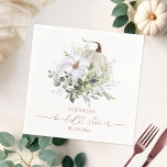 Greenery Pumpkin Fall Bridal Shower Napkins<br><div class="desc">Delicate watercolor greenery fall-themed bridal shower napkins. Easy to personalise with your details. Please get in touch with me via chat if you have questions about the artwork or need customisation. PLEASE NOTE: For assistance on orders,  shipping,  product information,  etc.,  contact Zazzle Customer Care directly https://help.zazzle.com/hc/en-us/articles/221463567-How-Do-I-Contact-Zazzle-Customer-Support-.</div>